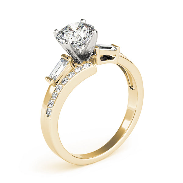 Elegant Fancy Shape Baguette Remounts Round Diamond Engagement Ring — 9K/18K Gold & Platinum