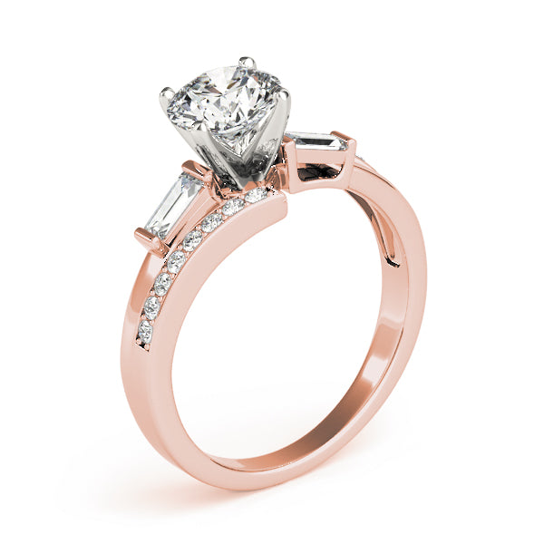 Elegant Fancy Shape Baguette Remounts Round Diamond Engagement Ring — 9K/18K Gold & Platinum