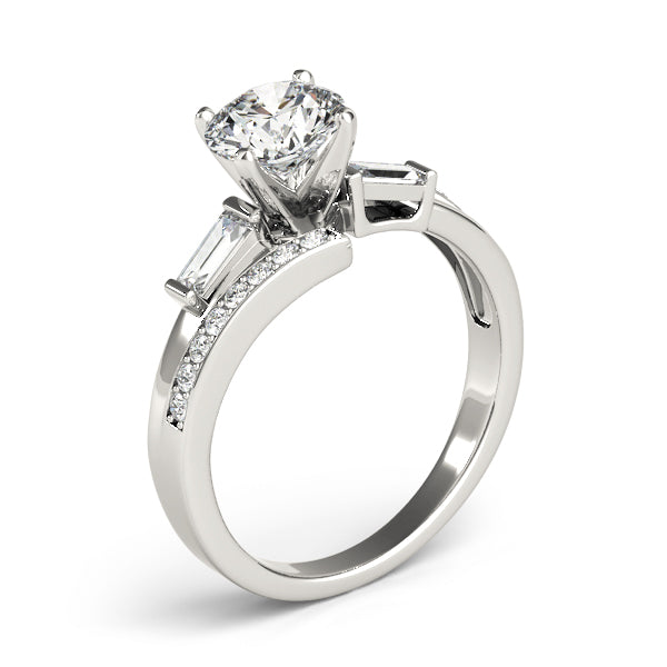 Elegant Fancy Shape Baguette Remounts Round Diamond Engagement Ring — 9K/18K Gold & Platinum