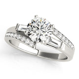 Elegant Fancy Shape Baguette Remounts Round Diamond Engagement Ring — 9K/18K Gold & Platinum