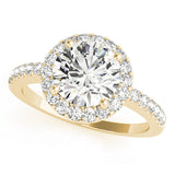 Vintage-Inspired Halo Round Diamond Engagement Ring — 9K/18K Gold & Platinum