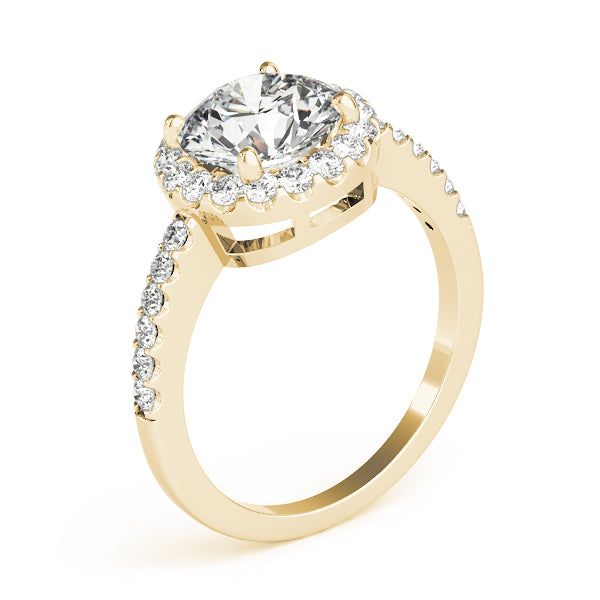 Vintage-Inspired Halo Round Diamond Engagement Ring — 9K/18K Gold & Platinum