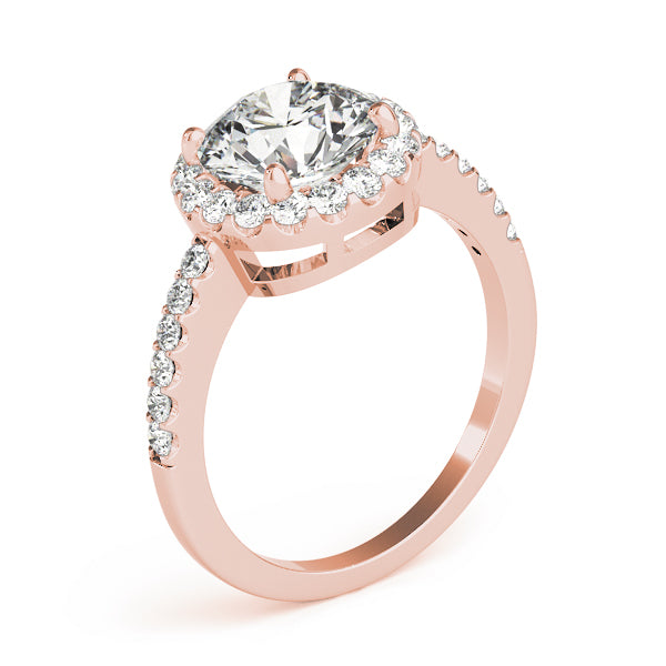Vintage-Inspired Halo Round Diamond Engagement Ring — 9K/18K Gold & Platinum