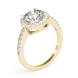 Vintage-Inspired Halo Round Diamond Engagement Ring — 9K/18K Gold & Platinum