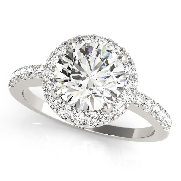 Vintage-Inspired Halo Round Diamond Engagement Ring — 9K/18K Gold & Platinum