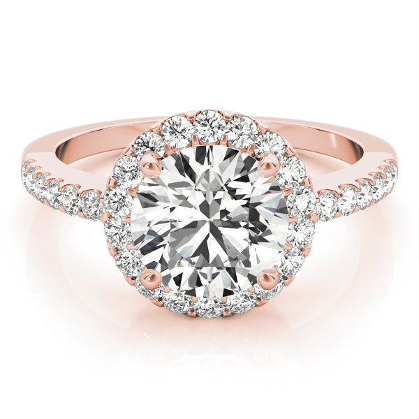 Vintage-Inspired Halo Round Diamond Engagement Ring — 9K/18K Gold & Platinum