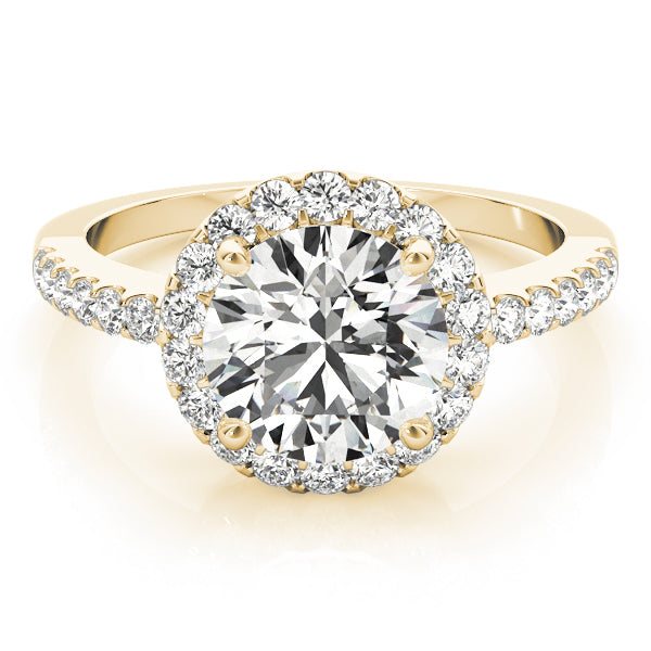 Vintage-Inspired Halo Round Diamond Engagement Ring — 9K/18K Gold & Platinum