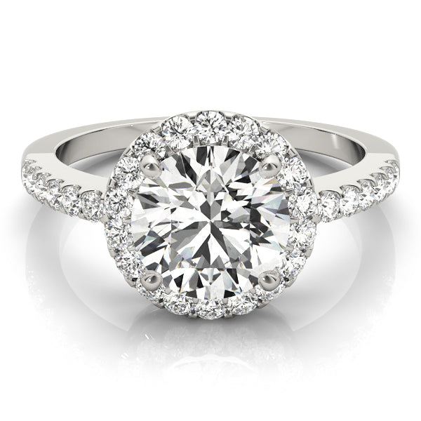 Vintage-Inspired Halo Round Diamond Engagement Ring — 9K/18K Gold & Platinum
