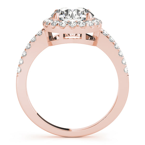 Vintage-Inspired Halo Round Diamond Engagement Ring — 9K/18K Gold & Platinum