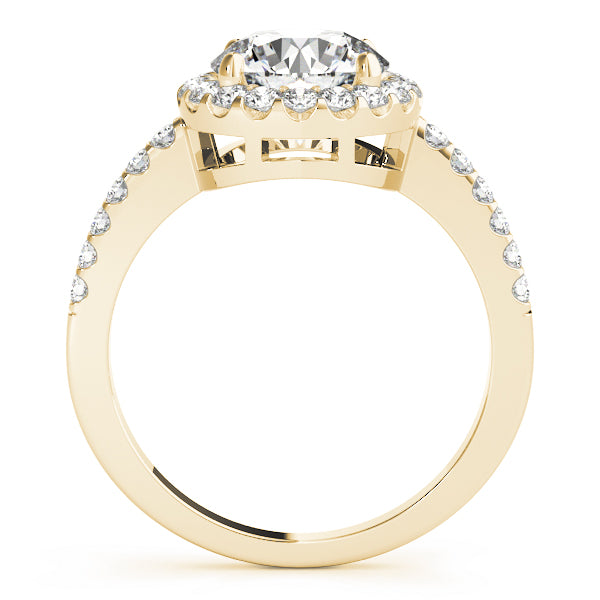 Vintage-Inspired Halo Round Diamond Engagement Ring — 9K/18K Gold & Platinum