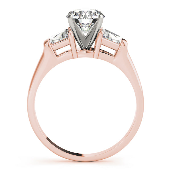 Luxe Three-Stone Traps & Halfmoons Round Diamond Engagement Ring — 9K/18K Gold & Platinum