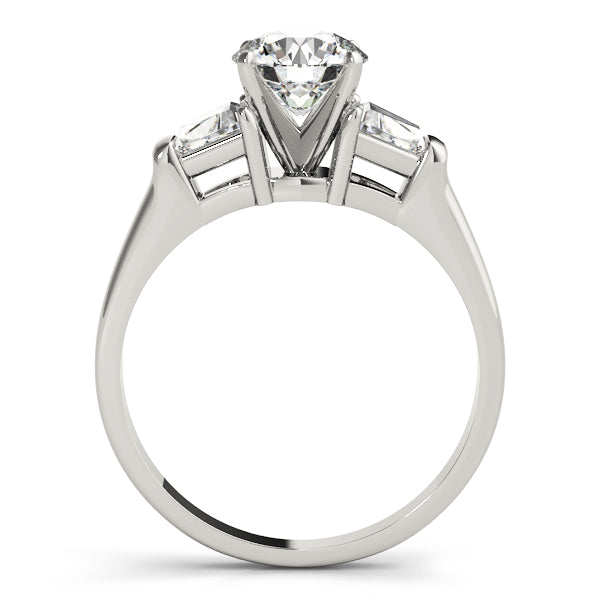Luxe Three-Stone Traps & Halfmoons Round Diamond Engagement Ring — 9K/18K Gold & Platinum