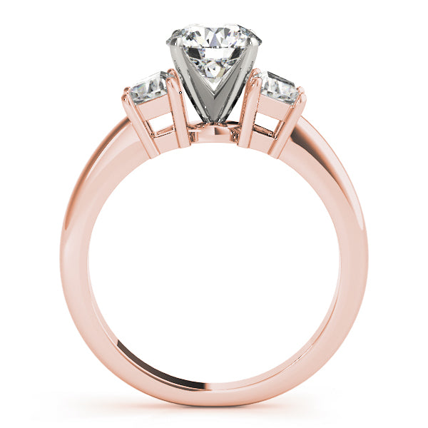 Refined Three-Stone Traps & Halfmoons Round Diamond Engagement Ring — 9K/18K Gold & Platinum