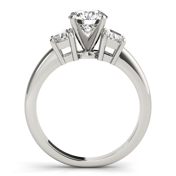 Refined Three-Stone Traps & Halfmoons Round Diamond Engagement Ring — 9K/18K Gold & Platinum