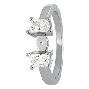Refined Three-Stone Traps & Halfmoons Round Diamond Engagement Ring — 9K/18K Gold & Platinum