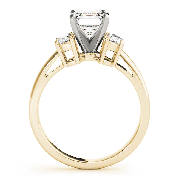 Iconic Three-Stone Traps & Halfmoons Round Diamond Engagement Ring — 9K/18K Gold & Platinum