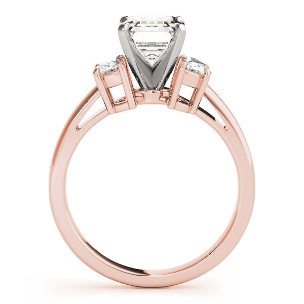 Iconic Three-Stone Traps & Halfmoons Round Diamond Engagement Ring — 9K/18K Gold & Platinum
