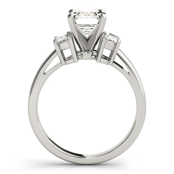 Iconic Three-Stone Traps & Halfmoons Round Diamond Engagement Ring — 9K/18K Gold & Platinum