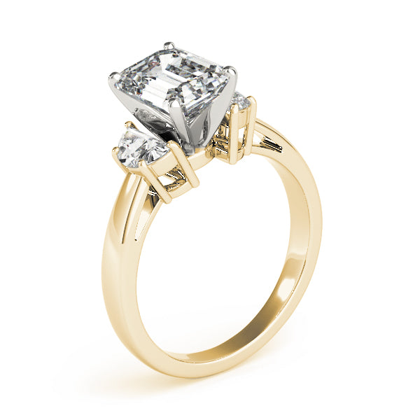 Iconic Three-Stone Traps & Halfmoons Round Diamond Engagement Ring — 9K/18K Gold & Platinum