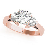 Signature Three-Stone Traps & Halfmoons Round Diamond Engagement Ring — 9K/18K Gold & Platinum
