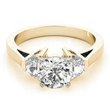 Signature Three-Stone Traps & Halfmoons Round Diamond Engagement Ring — 9K/18K Gold & Platinum
