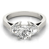 Signature Three-Stone Traps & Halfmoons Round Diamond Engagement Ring — 9K/18K Gold & Platinum