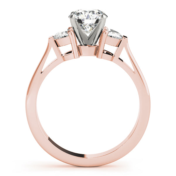 Signature Three-Stone Traps & Halfmoons Round Diamond Engagement Ring — 9K/18K Gold & Platinum