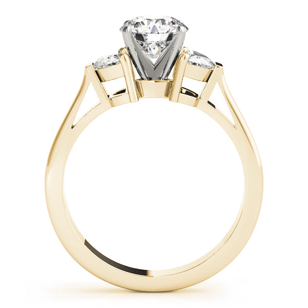 Signature Three-Stone Traps & Halfmoons Round Diamond Engagement Ring — 9K/18K Gold & Platinum