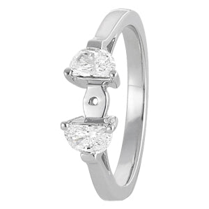 Signature Three-Stone Traps & Halfmoons Round Diamond Engagement Ring — 9K/18K Gold & Platinum