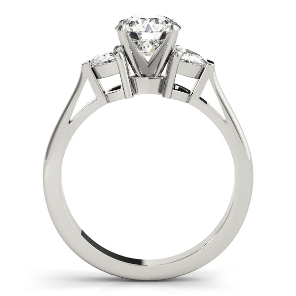 Signature Three-Stone Traps & Halfmoons Round Diamond Engagement Ring — 9K/18K Gold & Platinum