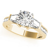 Artisan Fancy Shape Baguette Remounts Round Diamond Engagement Ring — 9K/18K Gold & Platinum
