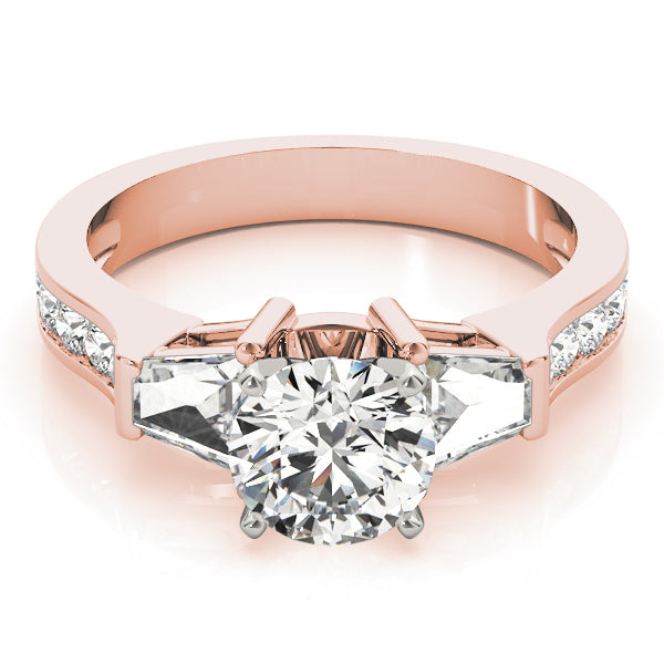 Artisan Fancy Shape Baguette Remounts Round Diamond Engagement Ring — 9K/18K Gold & Platinum