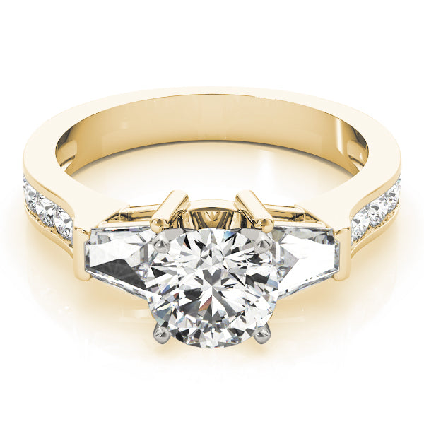 Artisan Fancy Shape Baguette Remounts Round Diamond Engagement Ring — 9K/18K Gold & Platinum