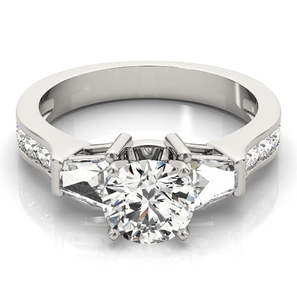 Artisan Fancy Shape Baguette Remounts Round Diamond Engagement Ring — 9K/18K Gold & Platinum