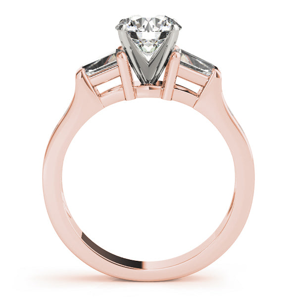 Artisan Fancy Shape Baguette Remounts Round Diamond Engagement Ring — 9K/18K Gold & Platinum