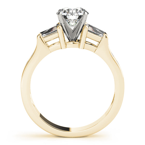 Artisan Fancy Shape Baguette Remounts Round Diamond Engagement Ring — 9K/18K Gold & Platinum
