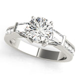Artisan Fancy Shape Baguette Remounts Round Diamond Engagement Ring — 9K/18K Gold & Platinum