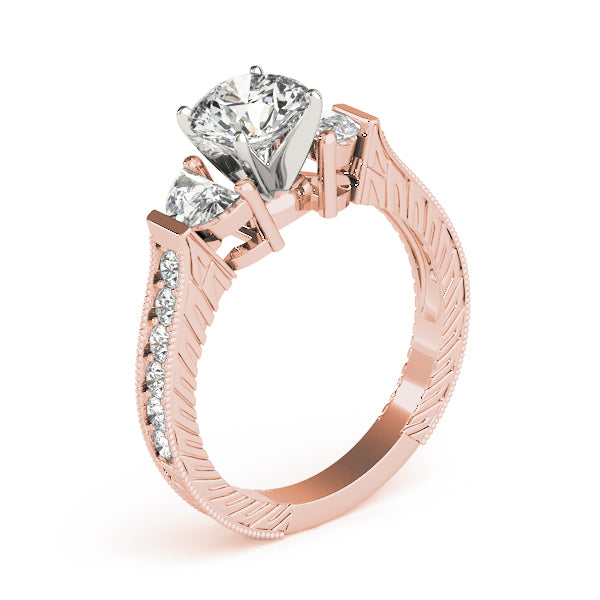 Bespoke Fancy Shape Any Shape Remounts Round Diamond Engagement Ring — 9K/18K Gold & Platinum