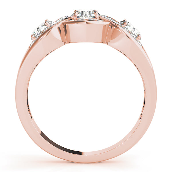 Regal Three-Stone Round Diamond Engagement Ring — 9K/18K Gold & Platinum