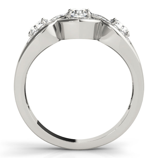 Regal Three-Stone Round Diamond Engagement Ring — 9K/18K Gold & Platinum