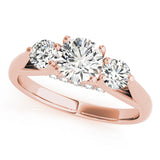 Sophisticated Three-Stone Round Diamond Engagement Ring — 9K/18K Gold & Platinum