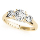 Sophisticated Three-Stone Round Diamond Engagement Ring — 9K/18K Gold & Platinum