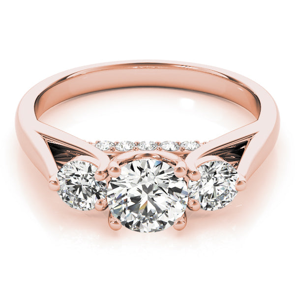 Sophisticated Three-Stone Round Diamond Engagement Ring — 9K/18K Gold & Platinum