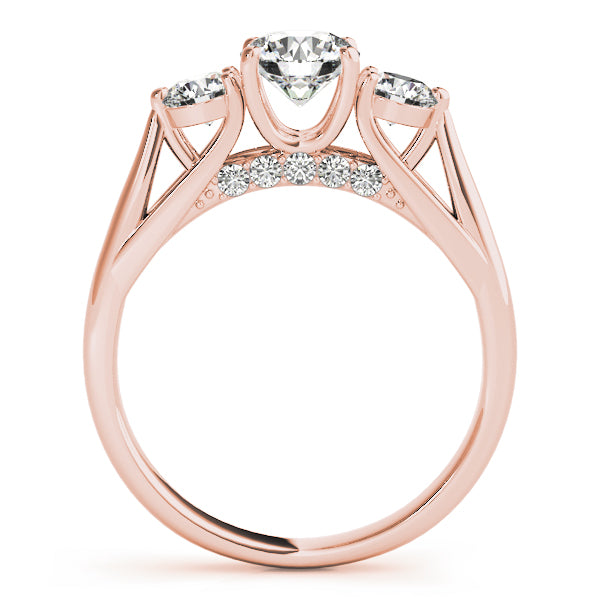 Sophisticated Three-Stone Round Diamond Engagement Ring — 9K/18K Gold & Platinum