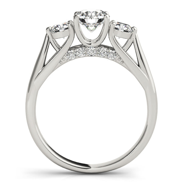 Sophisticated Three-Stone Round Diamond Engagement Ring — 9K/18K Gold & Platinum
