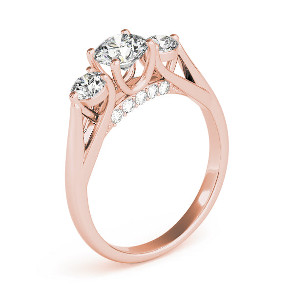 Sophisticated Three-Stone Round Diamond Engagement Ring — 9K/18K Gold & Platinum