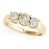 Radiant Three-Stone Round Diamond Engagement Ring — 9K/18K Gold & Platinum