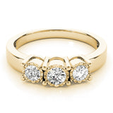 Radiant Three-Stone Round Diamond Engagement Ring — 9K/18K Gold & Platinum