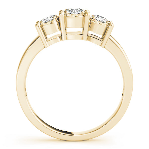 Radiant Three-Stone Round Diamond Engagement Ring — 9K/18K Gold & Platinum