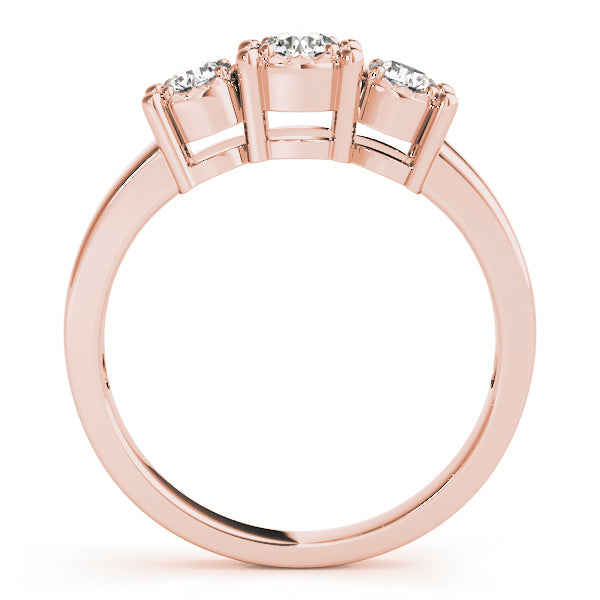 Radiant Three-Stone Round Diamond Engagement Ring — 9K/18K Gold & Platinum